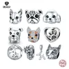 Hund Charm 925 Sterling Silber Französische Bulldogge Charms Schnauzer Huskie Pudel Hund Perlen passen Original Armband DIY Schmuckherstellung Q0225