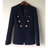 HIGH QUALITY Fashion Runway Star Style Jacket Women's Gold Buttons Double Breasted Blazer OuterwearS-5XL 211112