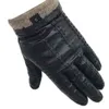 Men's Fashion Sheepskin Genuine Leather Cotton Lining Winter Gloves Keep Warm Driving Riding Outdoor Black New 202