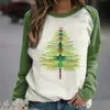 Dragonfly Christmas Tree Print Sweat-shirt à manches longues Casual Top Femme A66 201203