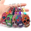 Llaveros Calavera mexicana caprichosa calavera llavero llaveros láser deslumbrante cuerda azúcar calavera llavero bolsa encanto dulce regalo G1019