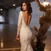 Vestido de Noiva Koronka Syrenka Suknia Ślubna 2021 Sheer Neck Długie Rękawy Backless Bridal Gown Robe de Mariage