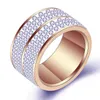 Kluster Ringar Modyle 6 Row Crystal Smycken Bröllopsring för Kvinnor Högkvalitativ Classic Rostfritt Stål Tillbehör Party