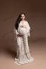 V-hals zwangere vrouwen prom jurk moederschap kant lange mouw gewaden voor fotoshoot of baby shower luxe plus size jurken