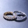 Nouveau Hip Hop Bling Iced Out Cubic Zirconia Ring Tennis Chain Rings Femmes Hommes 1 2 3 Rangées CZ Zircon Link Chain Jewelry Gold Engagement / Anniversary / Party / GiftGift