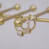 14K Real Gold Super Shine Klamra Hoop Kolczyki Wysokiej Jakości Delikatny Cyrkon Koło Kolczyk Biżuteria Akcesoria