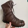 Nieuwe laarzen vintage stijl lederen vrouwen platte booties zachte koeienhuid damesschoenen voorkant rits angle