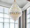 Grand lustre de villa en cristal de luxe pour la décoration de hall d'hôtel de salon allumant la lampe en cristal de couleur mélangée