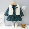 0-4 años vestido de niña de invierno moda espesar cálido arco floral niño niños niño bebé princesa vestidos 210615