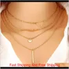 Pretty Choker Collier Collares Boho Perlas Cadena de diamantes Collares multicapa para mujeres Hombres Barra en capas Borla Metal Cadena de oro Dercw Przd6