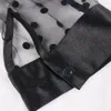여성 긴 메쉬 셔츠 드레스 폴카 도트 검은 투명 얇은 명주 그물 아프리카 패션 봄 여성 roves 튜닉 플러스 크기 XL 210309