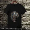 England Style Fancy Tshirt Man Diamond Print Short Sleeve T-shirt Men's fashion Summer Rhinestone t shirt X0602