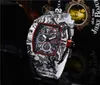 Top digite version Skeleton Dial All Fiber Pattern Case Japan Sapphire Mens Watch Rubber Designer Sport Watches