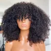 Kort hår afro kinky lockig peruk med smäll för svarta kvinnor afrikanska syntetiska glödlösa cosplay peruker hög temperatur 14 "