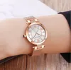 Dial Personlighet Womens Small Watch Bekväm rostfritt stål Mesh Band Japanese Quartz Movement Diamond 7,7 mm tunna damklockor Mini Focus 0215L