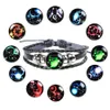 12 Constell Charm Glass Cabochon Bracelet Braclet Brangle Mountable Многослойные браслеты модные украшения для женщин Дети бросают корабль