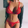 Mikro Bikini Kadınlar Erotik Lingerie Sexy Lingerie Korse Katı Mesh Balenli Pijama Iç Çamaşırı Set Seksi Kadın Y0911 Için Seksi Bras