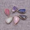 Natural Stone chakra Charms Rose Quartz Healing Reiki Amethyst Crystal Pendant Finding for DIY Men Necklaces Jewelry 14x26mm