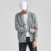 Huncher Mens Cardigan Sweater Men Autumn Casual Knitted Sweater Men Coats Cardigans Korean Cardigan Grey Sweater For Men 210813