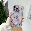 Polsband ultra dunne IMD Soft TPU Clear Floral Phone Cases voor iPhone 13 12 11 Pro Max XR XS X 8 7 Plus Electroplating Case