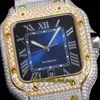 2022 TWF SA0013 Paved Diamonds ETA A2824 Automatic Mens Watch Roman Blue Dial Fully Iced Out Diamond Case Quick Switch Steel Bracelet Super Edition eternity Watches