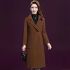 Woolen Coat Women Caramel L-5XL Plus Size Spring Fashion Korean Office Slim Dark Red Long Blends Jacka Feminina LR1008 210531