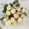 Ghirlande di fiori decorativi Rose artificiali Bouquet finto in seta di alta qualità Giardino domestico Adatto per matrimoni, compleanni, anniversari