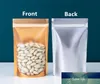 100pcs Frosted Translucent Gold Zip lock Packaging Bag Stand up Clear Front Back Foil Self Sealing Snack Coffee Storage Pouches