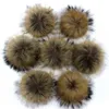 2pcs/lot One Pom Ball Real Raccoon Fur Fluffy Accessory For Hats Purses Scarves Keychains Cruelty Free 15 Cm Y21111