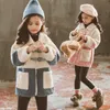 3-13Y Teens Girls' Woolen Jacket Autumn 2021 New Kids clothing Children's Hooded Winter Wool Cotton Blends Outwear Coat Clothes H0909