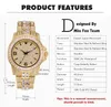 AAA CZ Bling Diamond Men's Watch Role 18k Gold Plated Ice out Quartz Iced Wrist Watches for Men Male Waterproof Wristwatch Hours