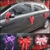 Festive Party Supplies Home Garden 46Pcs Wedding Car Organza Pl Flower Ribbon Candy Box Packing Ribbons Bow Purple Red Decorative Flowers &
