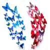 Beau papillon 3d papillon décoration stickers muraux 12pc papillons 3d 3d papillon pvc autocollants muraux amovibles papillons en stock