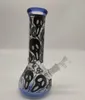 20 cm 8-calowy Hookh Premium Blue Tip and Bottom Anime Theme Black Skull Kitty Pipe Water Glass Bongs z 14mm Dinstem i Bowl 2 w 1 Gotowy do użycia