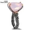 DreamCarnival1989 Big Radiant Cut Zirconia Solitaire Wedding Ring for Women Pink CZ Slanting Design Inclined Dating Gift WA11702 211217