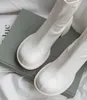 2022 Marca de luxo Mulheres bloqueiam saltos altos botas de tornozelo branco feminino quadrado dedo chelsea qualidade zíper curto y0910