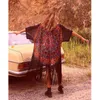 Ancle Beach Cover up Peçe Kadın Kimono Hırka Vintage Çiçek Baskı Saçaklı Püsküller Gevşek Boho Dresse Femme 210722 Tops