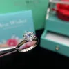 クラシック14Kホワイトゴールド1ct 2ct 3ct Moissaniteダイヤモンドジュエリートレンディウェディングパーティーエンゲミン記念環リング