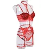 NXY Seksi Set ADULOTY kadın Erotik Iç Çamaşırı Altwire Yastıklı Asılı Boyun Sutyen Seti Kırmızı Güncelleme Jartiyer Kemer Tanga Sexy Lingerie Suit 1127