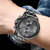 Lige Watches Mens Top Brand Luxury rostfritt stål kvartsklocka för män vattentät sport kronograf manlig klassisk klocka 210609311c