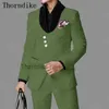 Thorndike Ultimo disegno Collare alla coreana Abito da uomo monopetto Custome Homme Arancione Tuxedo Uomo Bello Abbigliamento sottile Giacca Pantaloni X0909