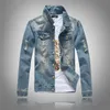 Merk Mannen Blauw Denim Jas Plus Size Bomber Jacket Hoge kwaliteit Casual Slim Vintage Jean Jas Harajuku Fashion Jas