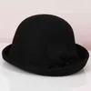 100% ullfilt flänsblommor Fedoras höst vinter Cloche hattar Elegant bankett Fedora Hat 211119