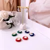 Royal Blue Enamel Drop Street Fashion Metallic Style Simple Green Earrings Red Color Luxury Brand Earring Jewelry