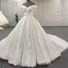 Luxuoso vestido wedddding lantejoulas uma linha fora do ombro cristal frisado lantejoulas mulheres vestidos de noiva feitos sob encomenda