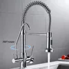 Modern Chrome Kitchen Faucet Rotatble Filter Pure Water Device Hot and Cold Water Mixer Spring Kitchen Tap Deck Installation T200805