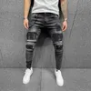Moda Patchwork jeans homens rasgados stretch stretch de alta qualidade ciclista jeans lápis calças slim hip-hop calças roupas 2021 y0927