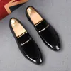 Luxury Fashion Autumn Shadow Patent Leather Groom Wedding Shoes italian style High Quality Slip On Oxford Dress Party Loafers