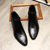 Grande taille EUR45 bout pointu hiver noir hommes bottines en cuir véritable bottes hommes Chelsea bottes chaussures