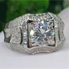 Luxus Solitaire männlich 1CT Labor Diamant CZ Ring 925 Sterling Silber Engagement Ehering Band Ringe für Männer Gemstones Party Bijou7305858
